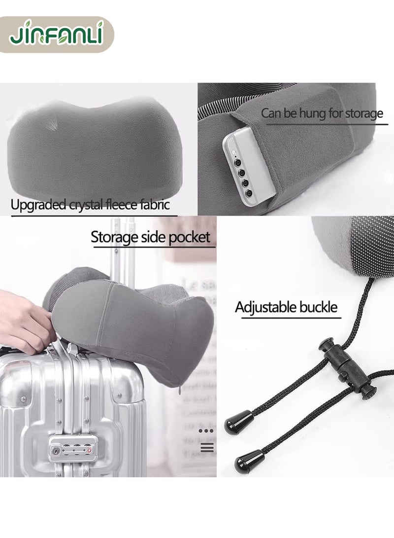 JINFANLI Travel Pillow, Memory Foam Neck Pillow with Comfortable & Breathable Cover for Sleeping, Car, Train, Bus and Home Use(Grey) - Image 5